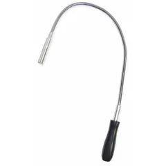 Fixed-shaft magnetic retrieval tool with neodymium magnet, steel construction, and ergonomic rubber handle. Lifting capacity 5 to 9.9 lb. Used to retrieve ferrous metal objects from confined or hard-to-reach areas in maintenance, automotive, and industrial settings.