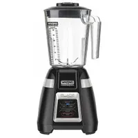 Medium-duty bar blender with a 48 oz copolyester jar, powered by a 1 hp motor at 120V AC. Features an electronic keypad with 2 speeds and pulse function for blending cocktails, smoothies, and frozen drinks in commercial settings