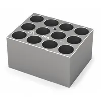 IKA Dry Block: Anodized Aluminum, 3 3/4 in Overall Wd, 3 in Overall Lg, 12 Wells, 19 3/4 mm Well Dia (MPN 4469800)