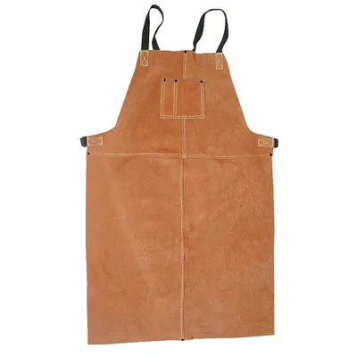 CONDOR Leather Welding Bib Apron, Brown Cowhide, 36x24 in, Fixed Buckle - Leather Welding Bib Aprons