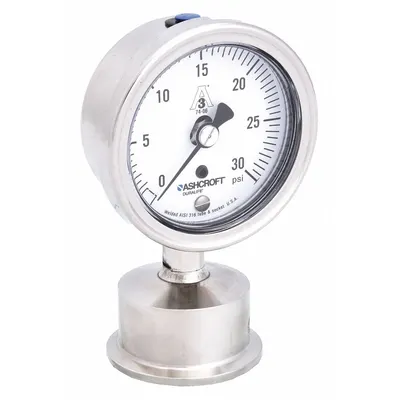 ASHCROFT 1032S Series 2 1/2 in Dial Sanitary Pressure Gauge - Dial 3-A Certified Sanitary Pressure Gauges