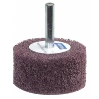 This NORTON Bear-Tex surface conditioning flap wheel is 3 inches in diameter and 2 inches wide, with a 120 grit abrasive and a 1/4 inch straight-shank. It comes in a 10-pack and is used for deburring, blending, and finishing all metals, including light stock removal and surface preparation