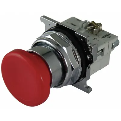 EATON Mushroom Head Push Button: Non-Illuminated, Mushroom Head Profile, Metallic - Mushroom-Head Push Buttons