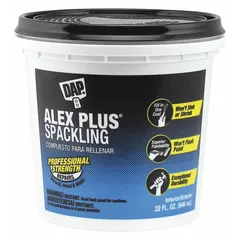 White spackling compound in a 32 oz pail for interior wall and ceiling repairs. Fills cracks, holes, and imperfections in drywall and plaster. Provides a smooth, paintable finish.