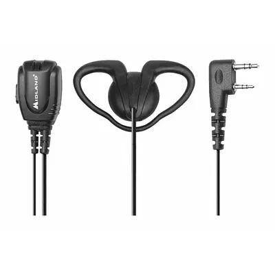 MIDLAND Headset: Fits Midland, For BizTalk BR Series, D-Ring, Push To Talk, Black - Midland-Compatible Earpieces & Headsets