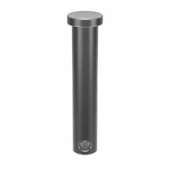Steel clevis pin with 3/8 in diameter and 2 in shank length. Supplied in a 25-pack. Used in clevis and linkage assemblies for connecting rods, yokes, or brackets, allowing pivoting motion while securing components.
