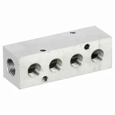 PNEUMADYNE Pipe Manifold Fitting: Inline, NPT x NPT, Rectangle, Stainless Steel - Air & Fluid Block Manifolds