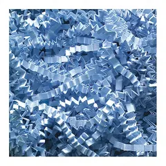 Light blue crinkle paper for cushioning and void-fill in packaging. Used to protect fragile items during shipping and for decorative gift wrapping. Total weight 10 lb.