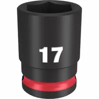 MILWAUKEE Standard Impact Socket: 3/8 in Drive Size, Metric, 17 mm Socket Size, 6-Point, Std (MPN 49-66-6141)