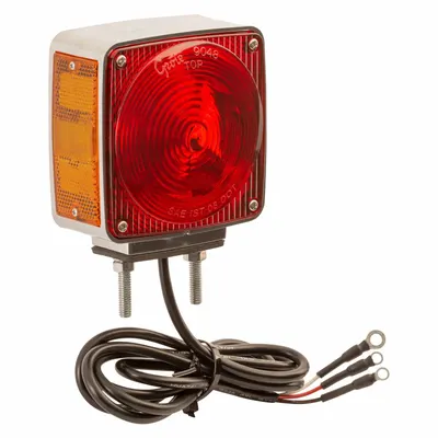 GROTE 55340 Stop, Turn & Tail Combination Light, Amber/Red, Square, Stud Mount - Stop, Turn & Tail Combination Lights