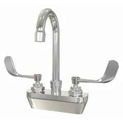 Centerset utility faucet made of cast brass with a chrome finish. Flow rate of 2 gpm. Suitable for commercial utility sinks in janitorial closets, kitchens, and maintenance areas.