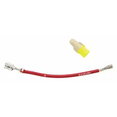 This wire kit provides the necessary wiring to connect the heating element in a dryer, ensuring proper electrical continuity for the heating function. It is used during repair or replacement of the heating element assembly.