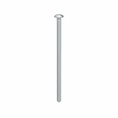 Square neck carriage bolt made from Grade 2 steel with a zinc-plated finish. Thread size 1/4"-20, length 5-1/2 inches. The square neck prevents rotation during tightening, suitable for fastening metal to wood or metal to metal in construction and machinery assembly. Supplied in a 50-pack.