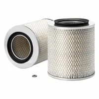 Round/oval engine air filter with axial seal. Outside diameter 9 7/32 inches. Interchanges with Baldwin PA1840 and FleetGuard AF416. Used in heavy-duty engines to remove airborne contaminants