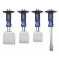 WESTWARD Hand Guarded Chisel Set: 4 Pieces, Brick Chisel/Cold Chisel/Floor Chisel/Mason Chisel (MPN 2AJK7)