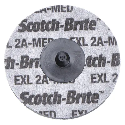 SCOTCH-BRITE Unitized Wheel: 3 in Dia x 1/4 in W, TR Quick-Change, Aluminum Oxide, Medium - Final Finishing Wheels for Carbon Steel & Soft Metals
