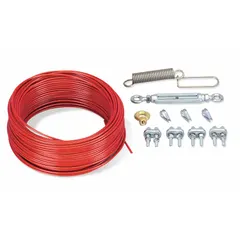 Cable kit for XY2C series emergency stop cable pull switches. Includes three cable end protectors. Used as a replacement part for maintaining or repairing compatible cable pull switches in industrial safety applications.