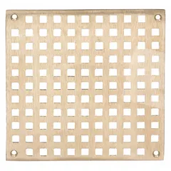 Square light-duty floor drain grate with 10 in overall width and 3/8 in overall height. Constructed of nickel bronze with a bronze color family finish. Suitable for indoor areas with pedestrian traffic, such as restrooms and locker rooms, to cover floor drains while allowing water flow and preventing debris entry.