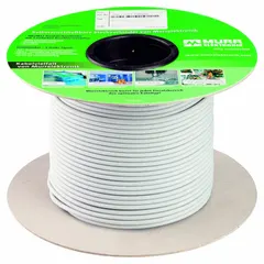 This control cable is designed for continuous flexing applications in industrial automation and machinery. It features 22 AWG copper conductors, a PVC jacket, and a 300 V rating. The cable is UL listed (AWM-Style 2464/1731) and chemical resistant, with a minimum bend radius factor of 5 x OD for fixed installation and 10 x OD for flexible use.