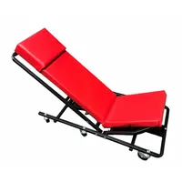 This heavy-duty creeper features a steel frame and padded headrest, supporting up to 570 lb. Designed for use in automotive and industrial maintenance, it allows technicians to slide under vehicles and equipment for repair and service tasks