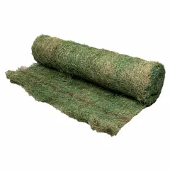 Excelsior erosion control blanket for slope and channel stabilization, revegetation, and sediment control. Roll width 4 ft, length 112.5 ft, fabric weight 34 lb. Reduces soil erosion by protecting seed and soil from wind and water runoff.