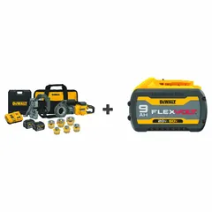 This cordless handheld pipe threader from the FLEXVOLT 60V MAX* system threads pipes from 1/2 in to 2 in. It includes a 12R die head and a charger. Designed for on-site pipe preparation in plumbing, construction, and industrial maintenance.