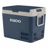 Standard chest cooler with 41 qt capacity, holding up to 60 cans. Operates on 100-240V AC input voltage. Measures 24 1/4 in x 14 3/4 in x 18 1/8 in. Suitable for keeping food and beverages cold during outdoor activities, job sites, or events