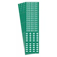 Pipe Marker: Heating Water Supply, Green, White, Fits 3/4 in and Smaller Pipe O.D., 5 PK (MPN 7366-3C-PK)