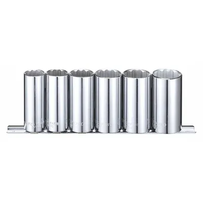 WESTWARD Socket Set: 3/8 in Drive, 6 Piece, 12-Point, SAE - SAE & Metric Socket Sets
