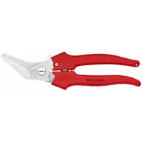KNIPEX Industrial Shears: Right-Hand, 7 1/4 in Overall Lg, Straight, Stainless Steel, Rounded, Red (MPN 95 05 185)
