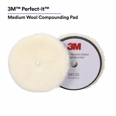PERFECT-IT Random Orbital: Pad, Unthreaded Center Hole, Hook-and-Loop, Wool, 6 in Outside Dia - Vehicle Compound Pads