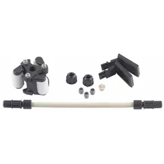 Pump head repair kit for chemical metering pumps. Includes two polyethylene ferrules. Constructed from polyethylene, polypropylene, PVC, and Santoprene. Used for servicing pump heads in water treatment and chemical dosing applications.