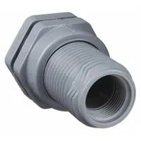 This CPVC through-wall fitting is designed for tank wall installations, providing a secure, leak-resistant seal for fluid transfer. It features a 3/4 in female threaded inside connection and includes an EPDM gasket. Suitable for use in chemical processing, water treatment, and industrial storage systems