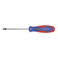 This Torx screwdriver features a T20 tip and an 8-inch overall length, suited for driving and removing T20 fasteners in assembly, repair, and maintenance tasks. The long shaft provides extended reach in confined spaces.