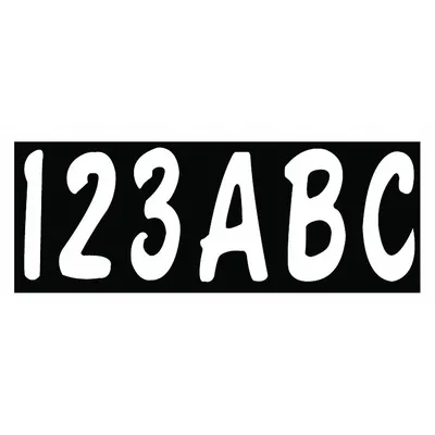HARDLINE PRODUCTS Letter and Number Label Set: 3 in Character Ht, Indoor/Outdoor, Non-Reflective - Die-Cut Permanent Letters & Numbers