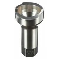 This stainless steel S25 adapter connects PPS series spray gun cups to spray guns. It features a 1/4 in thread size and is used in industrial painting and coating applications