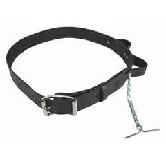 Leather tool belt with black finish, not padded, designed for waist sizes 38 to 46 inches. Provides a platform for attaching pouches and tools in electrical installation, maintenance, and repair tasks.