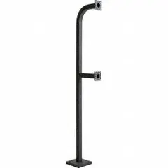 Black powder-coated carbon steel pedestal for gate operators, with a 74-inch overall height and a 12-inch by 8-inch housing. Includes carriage bolt hardware. Used to mount and support gate operators in vehicle-access applications.