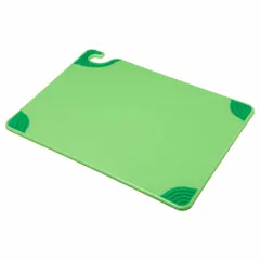 This SAN JAMAR cutting board is made of co-polymer material in green and measures 15 inches in width by 20 inches in length. It is NSF Certified for sanitation standards. Suitable for food preparation in commercial kitchens and food service environments, the green color aids in color-coded protocols to reduce cross-contamination.