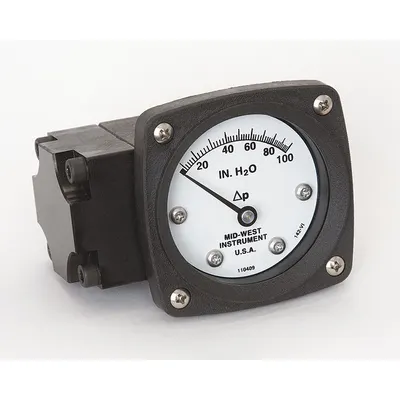 MIDWEST INSTRUMENT Differential Pressure Gauge: Back, 1/4 in NPT Female, ±3-2-3% Gauge Accuracy - Medium & High Operating Pressure Differential Gauges