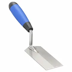 Square-blade margin trowel with a 2 in wide carbon steel blade. Ergonomic rubberized handle provides a comfortable grip. Used for spreading and smoothing mortar or adhesive in confined areas, such as corners and edges during tile installation.