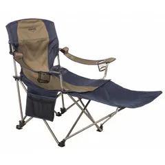 This steel folding chair is designed for portable seating at campsites, tailgates, and outdoor events. It features a collapsible frame that folds flat for storage and transport, and includes a carry bag. Overall height is 38 inches, overall length is 28 inches.