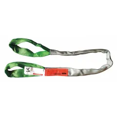 Polyester round sling with abrasion-resistant construction, Type 3 rating. 4 ft sling length and 1 3/8 in body diameter. Used for lifting and rigging loads in industrial settings where resistance to abrasion is required.
