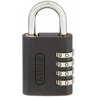 ABUS Combination Padlock: Scrolling Combo, Black, Aluminum, Std Shackle - TSA Approved Luggage Combination Padlocks