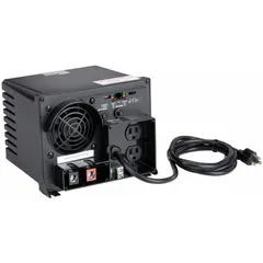 The TRIPP LITE APS1250 is a single-unit inverter and battery charger that converts 120V AC input to modified sine wave AC output while simultaneously charging a battery. It features 120V AC inverter input and output, 120V AC charger input and output, and DC input terminals. This unit is suitable for backup power, mobile, and off-grid applications requiring integrated power conversion and battery maintenance.