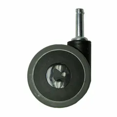 Swivel caster with stem mounting, no brake, and black frame. Compatible with Invacare equipment and manufacturer part number SC900DLX. Used for smooth mobility in healthcare beds and patient transport.