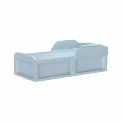 This polyethylene bed frame is designed for institutional settings such as healthcare and behavioral health facilities. Its no-storage construction supports patient safety and hygiene. Overall dimensions: 80 in length, 36 in width, 27 in height. Color: Blue Gray.