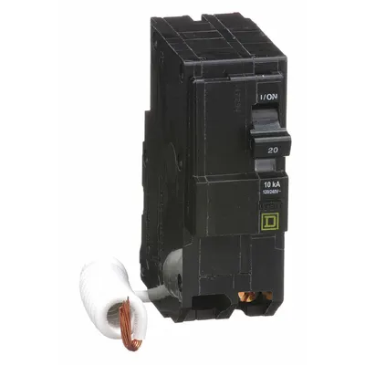 SQUARE D Miniature Circuit Breaker: 20 A, 120/240V AC, Single Phase, 10kA at 120V AC - QO Series, Plug-In Square D Miniature Circuit Breakers