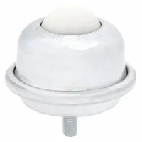 Threaded-stud mount ball transfer with 1 1/2 in diameter nylon/steel ball, 125 lb load capacity, and 2 5/16 in projection. Used in material handling systems for multidirectional movement of items on conveyor transfer stations, workstations, and packaging lines