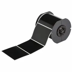 Thermal transfer precut label roll with rubber, permanent adhesive. Contains 330 labels measuring 3 in x 4 in. Compatible with BBP33, i3300, and i5300 printer series. Used for industrial identification, asset tracking, cable marking, and equipment labeling in manufacturing and facility management.